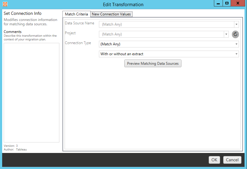 A dialog to edit a transformation.