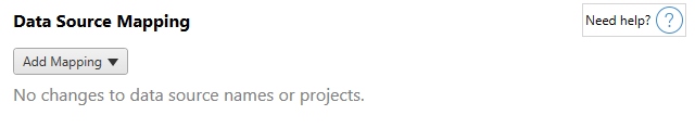Data Source Mapping page with dropdown to Add Mapping.