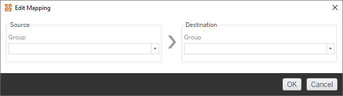 Edit mapping interface showing source and destination group mapping options.