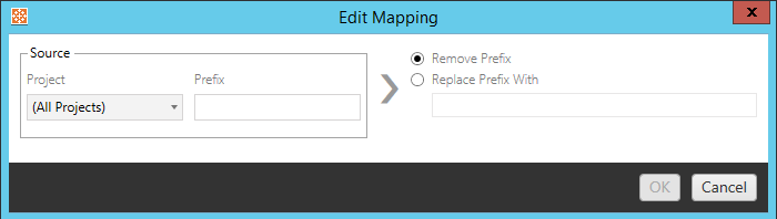 Interface for changing workbook prefix with options to remove or replace.