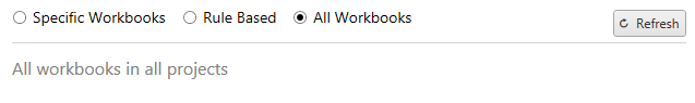 Workbook selection options with all workbooks in all projects selected.