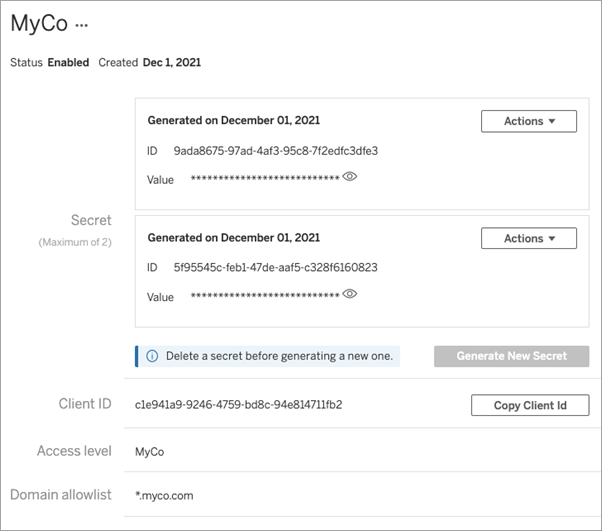 A form displaying two randomly generated client codes.