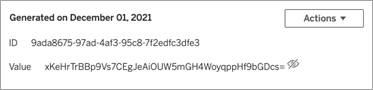 Generated date, ID, and value of an action.