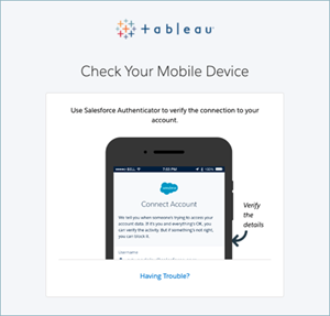 A phone screen displaying a Salesforce Authenticator login interface.