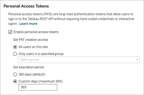 A form for creating personal access tokens and setting an expiration period.