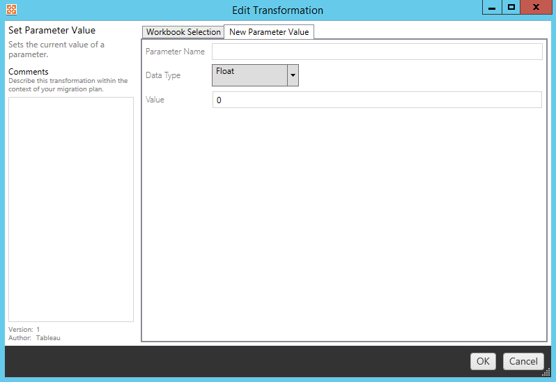 A form to edit a parameter value, complete with fields for the parameter name, data type, and value.