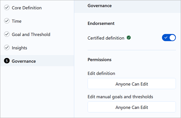 Certified definition toggle