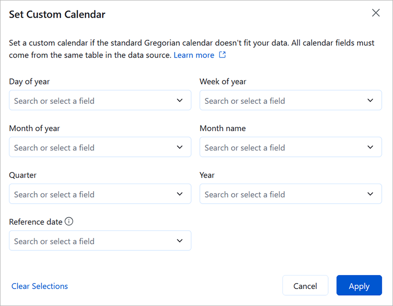 Custom calendar settings