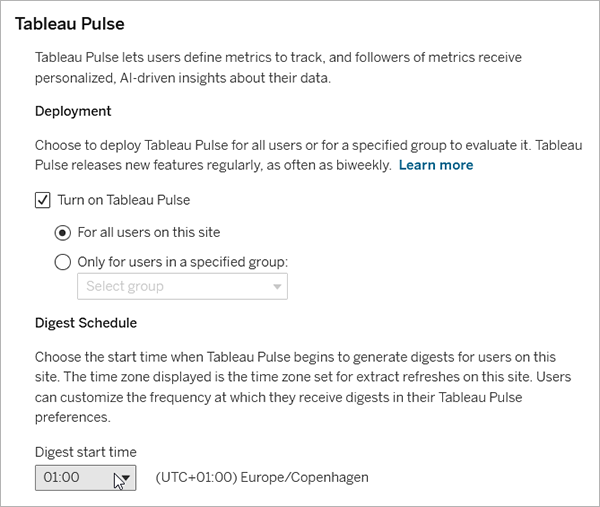 Site setting for Digest start time