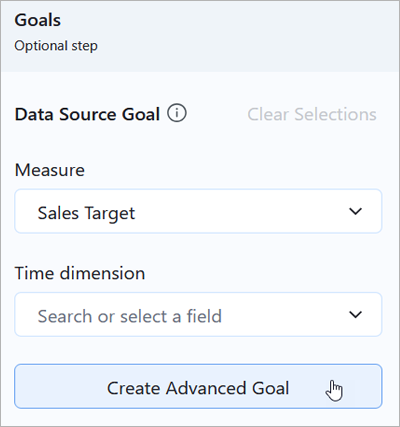 Data source goal advanced goal option