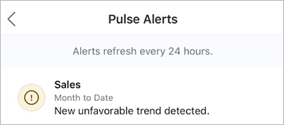 Tableau Mobile Pulse alert for new unfavorable trend