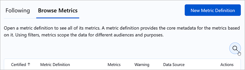 Search for metric definitions