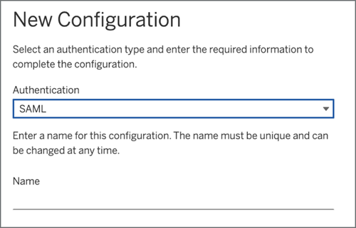 Screen shot of Tableau Cloud site authentication settings -- new configuration page