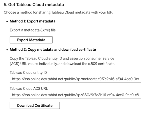 Guidelines for exporting or copying metadata from Tableau Cloud.