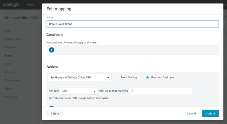 A form for editing the mapping of an application.