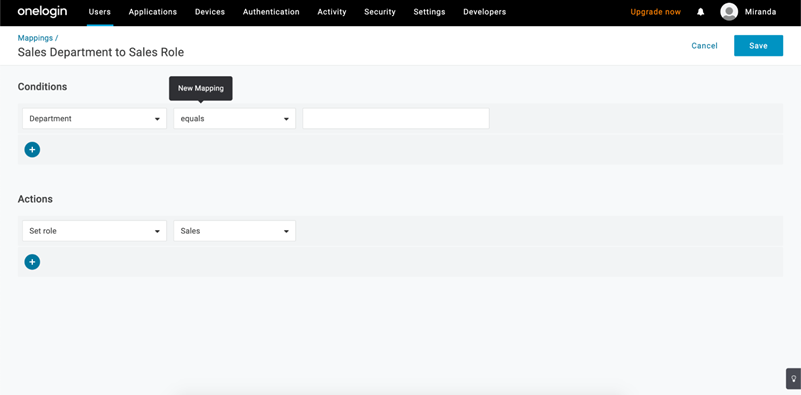 Map login conditions by role and department.