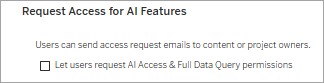 Site Setting dialog to enable the Request Access for AI Features option.