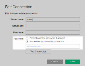A window that enables the user to modify a data connection.