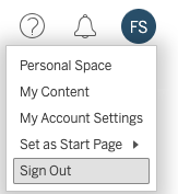 A dropdown menu with the Sign Out option selected.