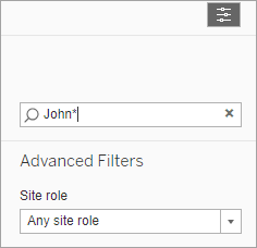 A search bar and dropdown menus for filtering by site role.