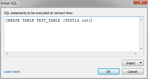 初始 SQL 設定，其中包含輸入 SQL 陳述式的文字欄位。