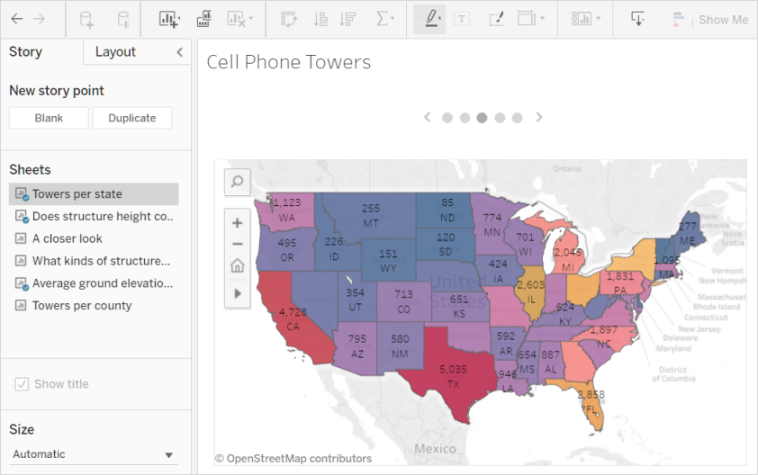 Tableau Cloud 上的故事。