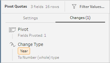 List of changes applied by Tableau Prep.