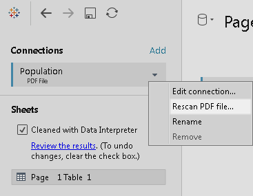 Eine Dropdown-Menüoption zum erneuten Scannen einer PDF-Datei.