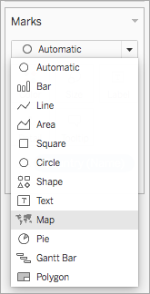 Dropdown-Liste „Markierungstyp“ mit ausgewähltem Typ „Karte“.