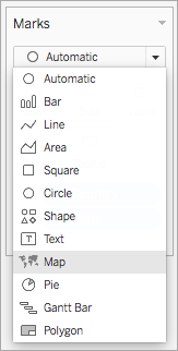 Dropdown-Liste „Markierungstyp“ mit ausgewähltem Typ „Karte“.