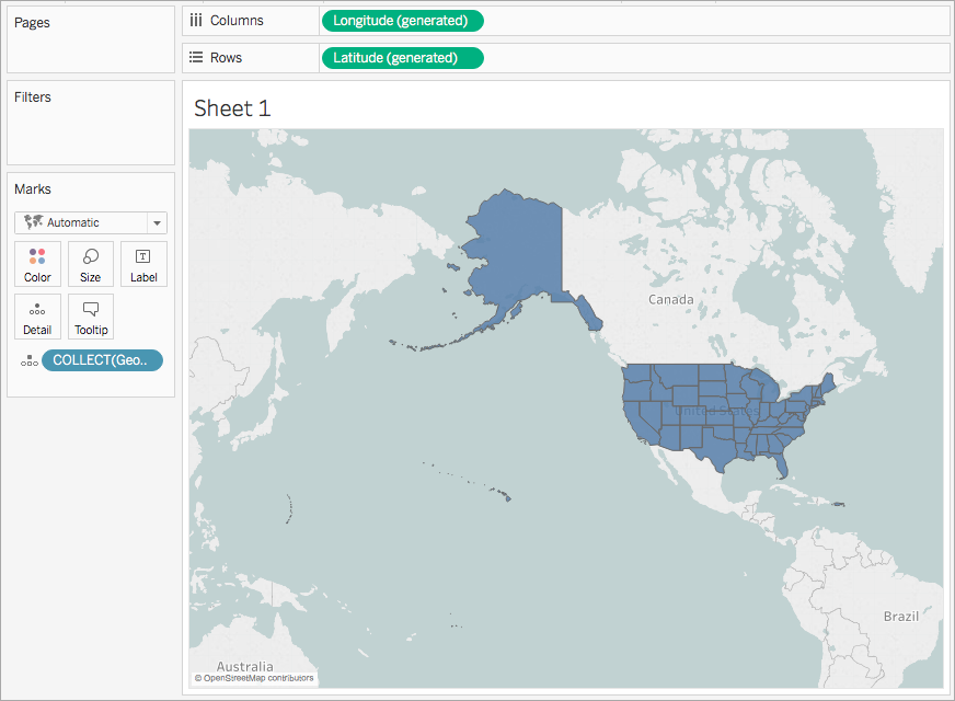 Un mapa completo de los Estados Unidos.