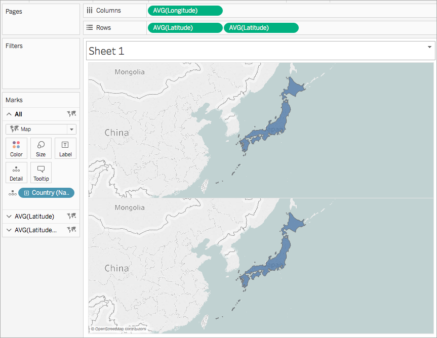 Un mapa de Japón de eje doble con un mapa encima del otro.