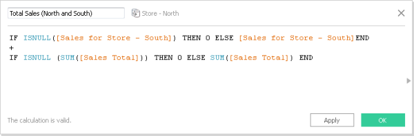 Un volet affichant le code d’une formule permettant de calculer les ventes totales.