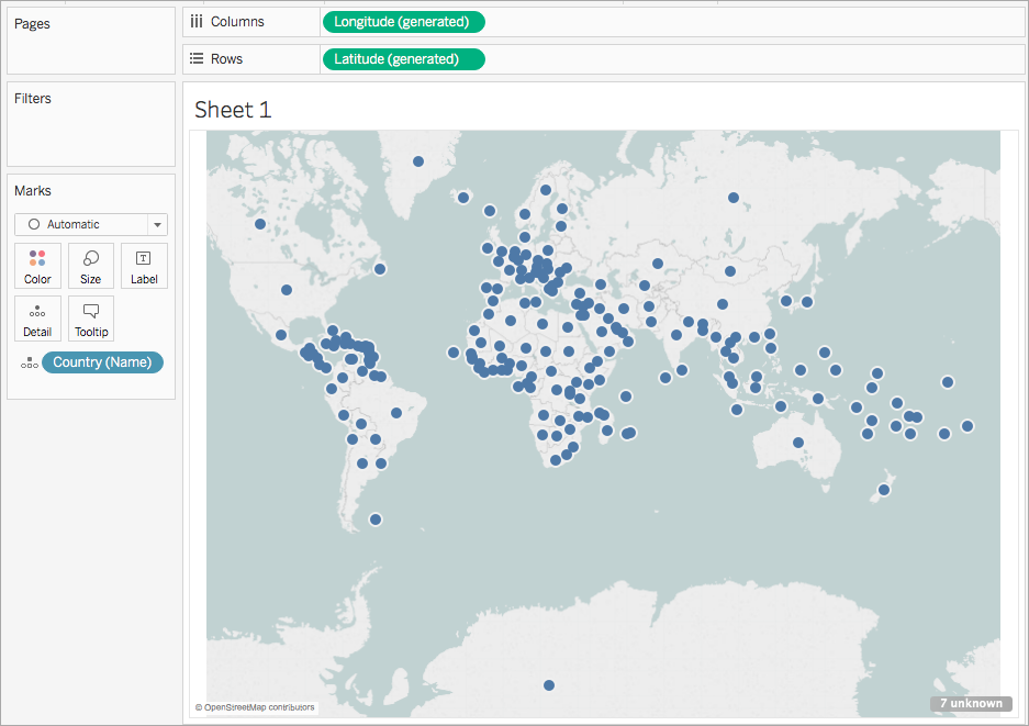 Une carte simple à points du monde.