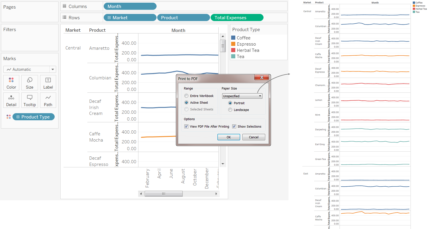 Option d’impression dans un PDF.