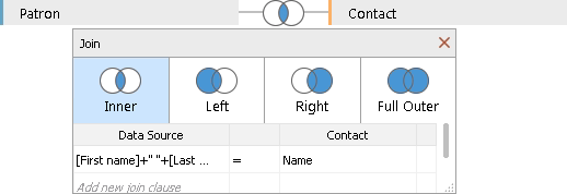 Une table de jointure avec un calcul qui convertit le champ d’une table pour qu’il corresponde au format du champ d’une autre table dans la condition de jointure.