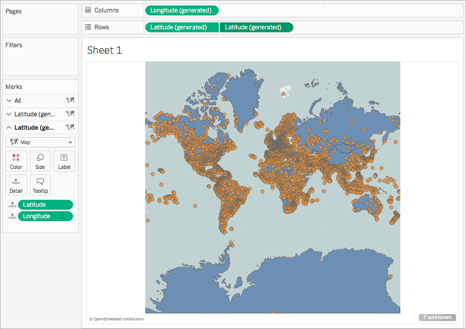 Mappa a punti degli Stati Uniti.