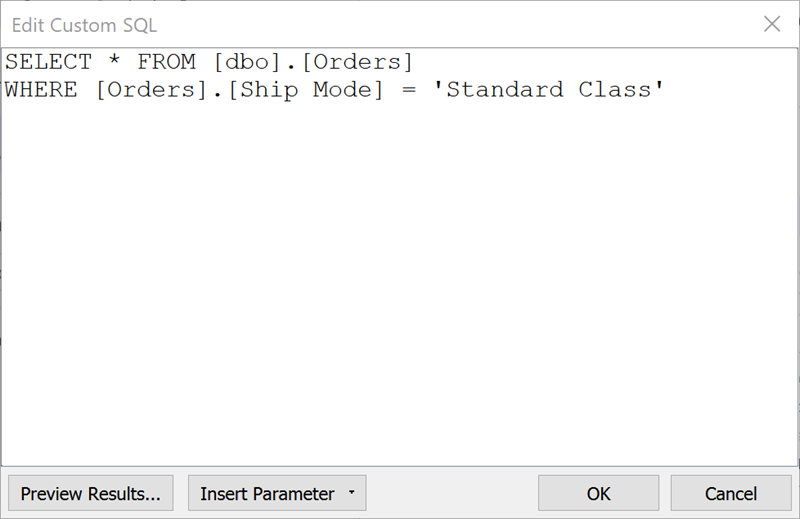 หน้าต่างแสดงการค้นหา SQL เพื่อดึงข้อมูลจากตาราง “คำสั่งซื้อ”