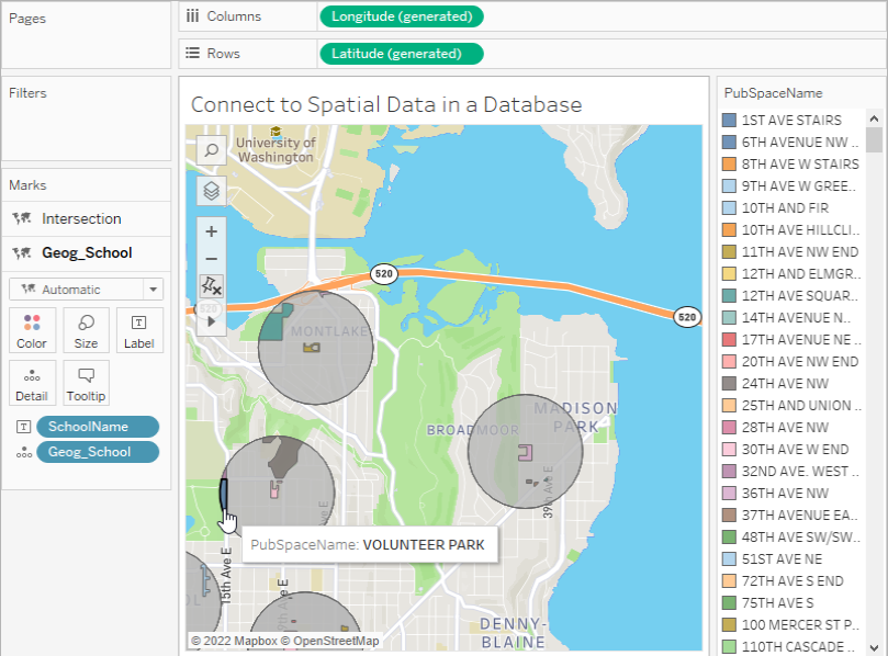 แผนที่เมืองซีแอตเทิลแสดงตำแหน่งของ Volunteer Park และถนนและโครงสร้างโดยรอบ