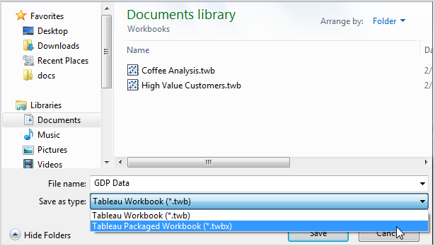 บันทึกไฟล์เป็น Tableau Packaged Workbook