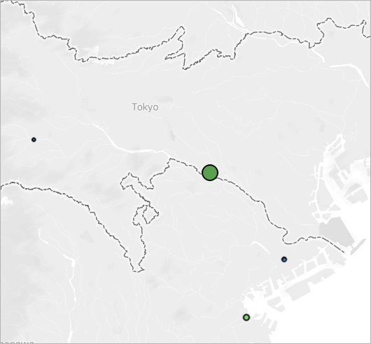 日本東京地圖，其中包含三個景點。