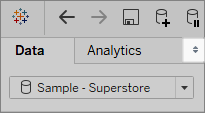 隱藏 Tableau Desktop 上側邊欄的摺疊箭頭圖示。