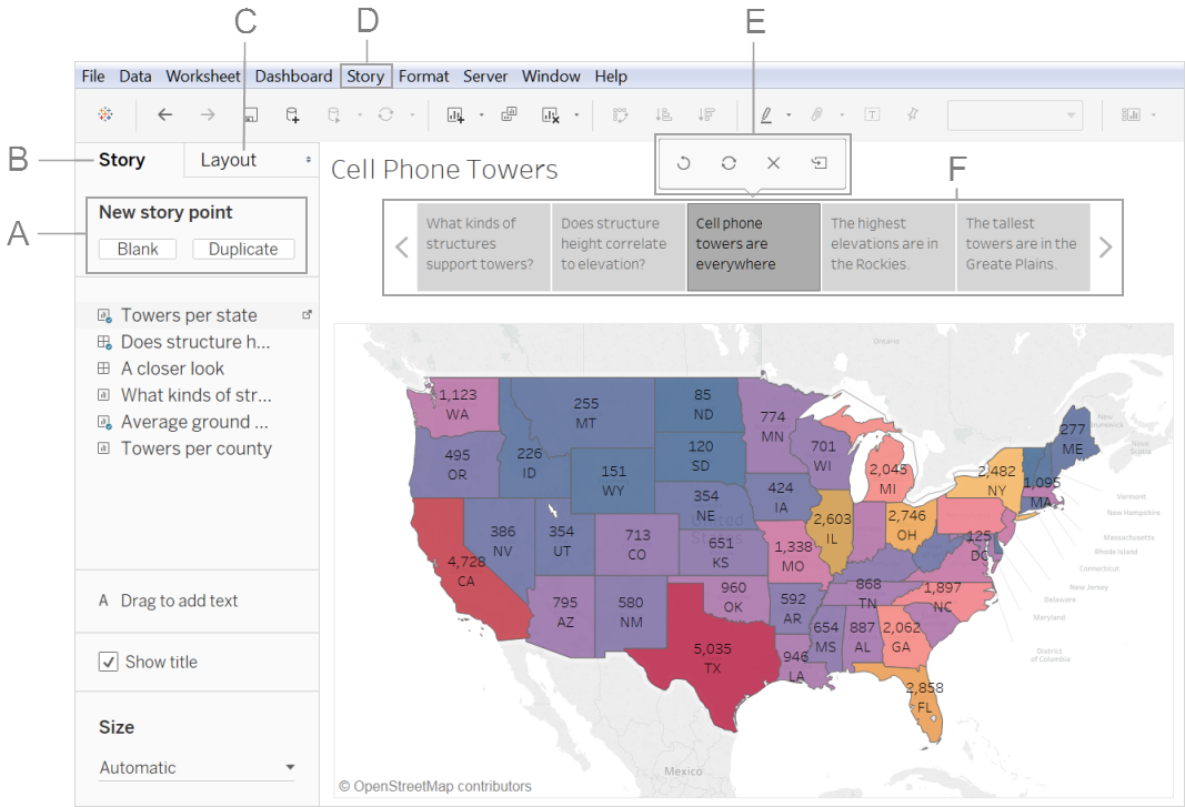 Tableau Cloud 上有標籤的故事。