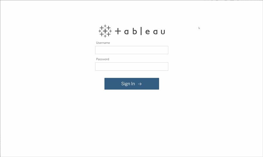 Viewer log in page on Tableau Cloud.