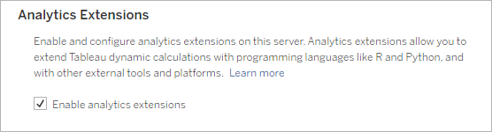 Analytics Extensions options shown with the Enable Analytics Extensions check box selected.