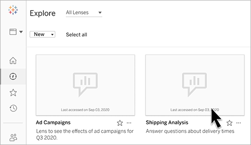 The Ad Campaigns and Shipping Analysis lenses for Ask Data.
