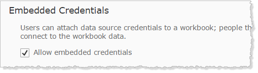 A checkbox to enable embedded credentials.