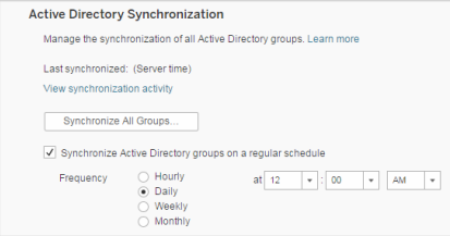 Active Directory Synchronization screen.