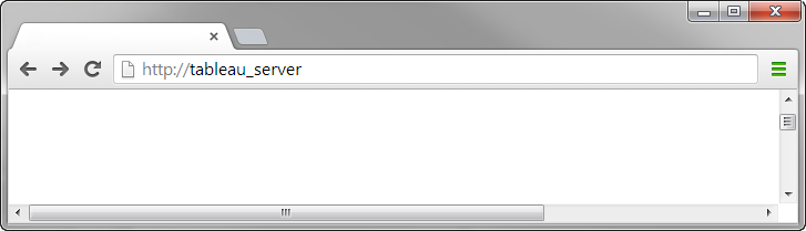 A blank web browser window displays "http://tableau_server" in the address bar.