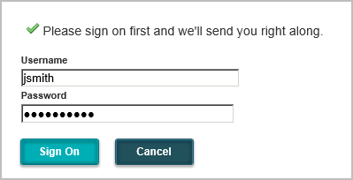 SAML log in diaglog with fields for username and password.
